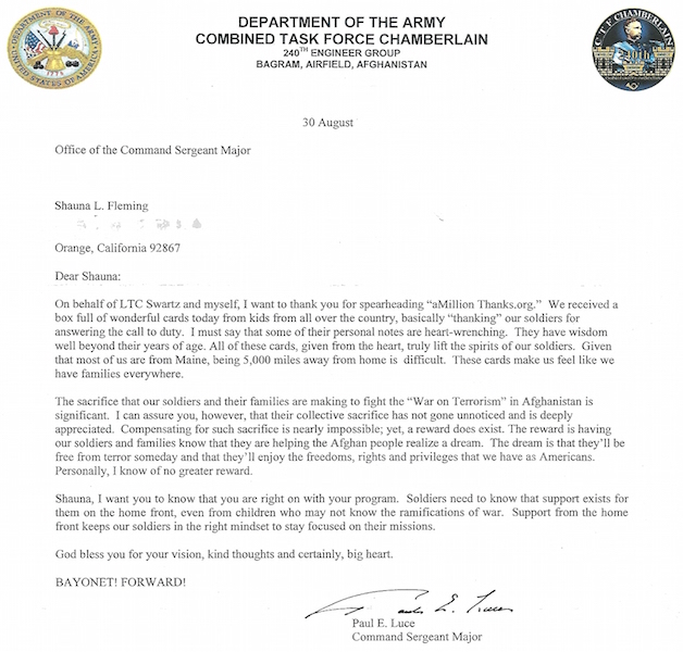 Letter From An Army Command Sergeant Major